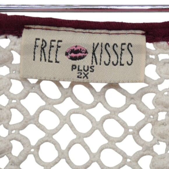 Women's Plus Sz 2X Red Bohemian Tribal Western Cowgirl Crochet Accent Top - Picture 6 of 9